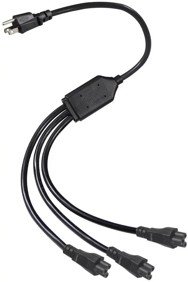 Main image of Laptop Y Splitter Power Cord, 3FT NEMA 5-15P to 3X IEC 60320 C5 Female 3 Ways Outlet AC Power Cord, Universal 3-Slot Power Cable, C5 Y Spliiter for Notebooks/Monitor/TV/Printer