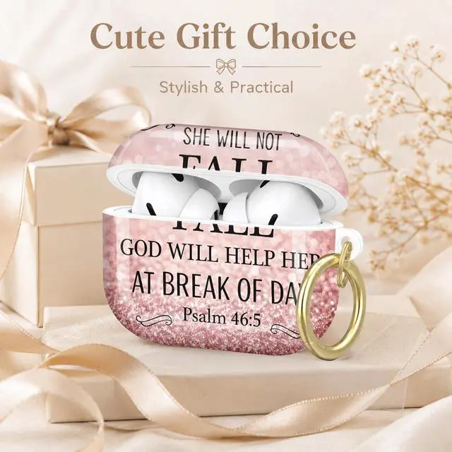 Alt view image 7 of 7 - Compatible with AirPod Pro 2nd/1st Generation Case Cover with Key Chain,Full Protective Shockproof Wireless Headphone Case for Airpod Pro 2023/2022/2019(God is Within Her She Will Not Fail)