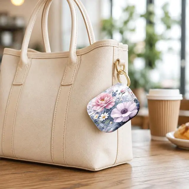 Alt view image 6 of 7 - Compatible with AirPod Pro 2nd/1st Generation Case Cover with Key Chain,Full Protective Shockproof Wireless Headphone Case for Airpod Pro 2023/2022/2019(Floral with Pastel Colors Delicate)