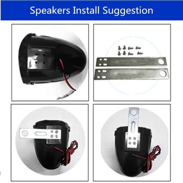 Alt view image 6 of 6 - 3" Motorcycle Weatherproof Bluetooth Wireless Speaker MP3 Music Player Sound Audio Stereo Amplifier System ATV UTV USB 2.0, Micro SD, FM Radio (Blue)