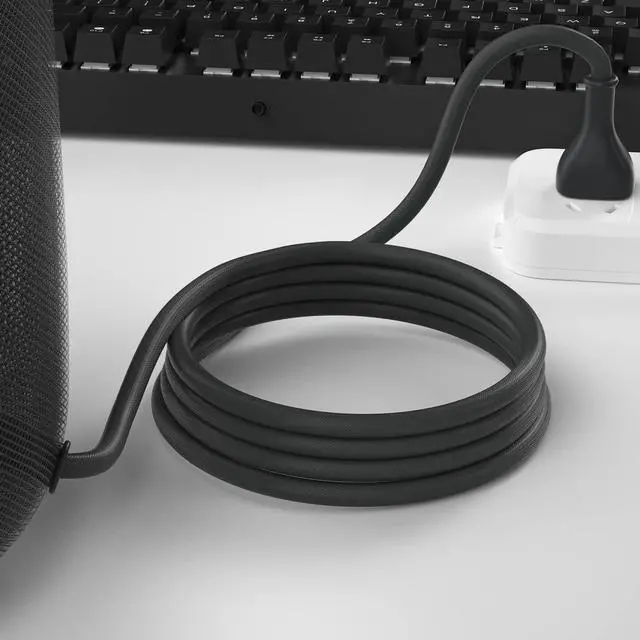 Alt view image 2 of 7 - Power Cord for A2825 HomePod (2nd Gen) Smart Speaker, 6ft/1.8m | US AC Power Cable 2-Prong Plug Male to Female Charger Adapter Cable, Black, Braided