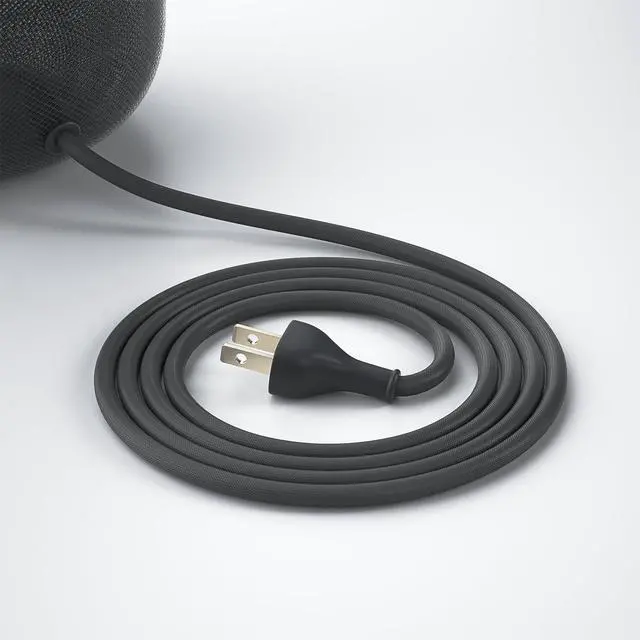 Main image of Power Cord for A2825 HomePod (2nd Gen) Smart Speaker, 6ft/1.8m | US AC Power Cable 2-Prong Plug Male to Female Charger Adapter Cable, Black, Braided