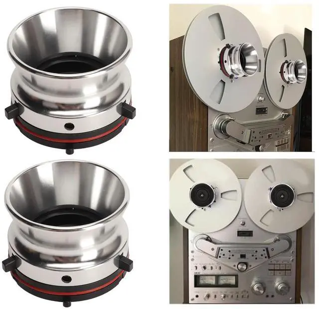 Main image of Nab Reel Hub Adaptors for 10in Reel to Reel Tape Recorders, 1 Pair Aluminium Nab Hub Device for for Akai for TEAC, Universal Loading Device (Silver)