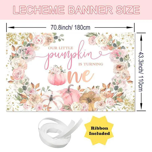 Alt view image 2 of 6 - Pumpkin First Birthday Backdrop Fall 1st Birthday Party Decorations | Pink,Floral,Little Pumpkin is Turning One Banner,Girl 1st Birthday Decorations,Photo Booth Props, Party Supplies,6x3.6ft