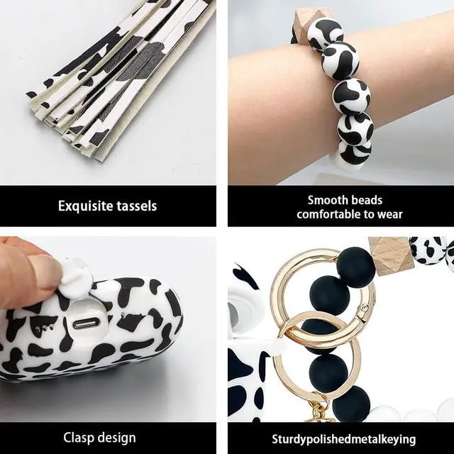 Alt view image 3 of 7 - AirPods Pro 3 Case (2025), Shockproof Soft Silicone Case Cover Compatible with Apple Airpods Pro3 Case, Cute Skin Cover with Bracelet Lanyard and Keychain for Men and Women (Cow)