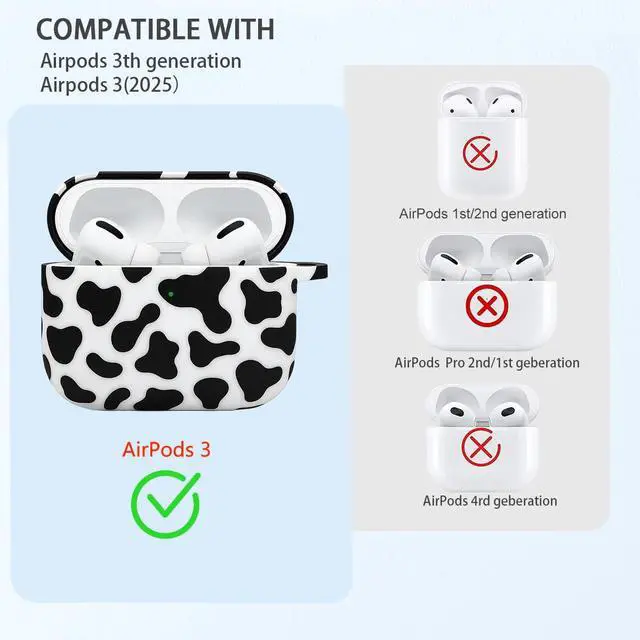 Alt view image 4 of 7 - AirPods Pro 3 Case (2025), Shockproof Soft Silicone Case Cover Compatible with Apple Airpods Pro3 Case, Cute Skin Cover with Bracelet Lanyard and Keychain for Men and Women (Cow)