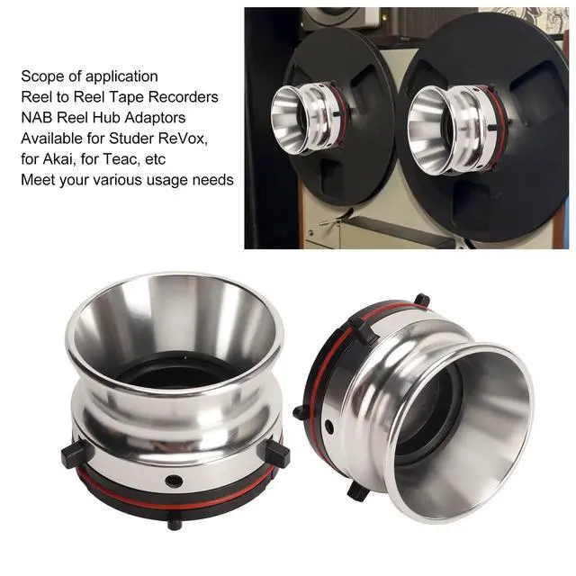 Alt view image 2 of 7 - Nab Reel Hub Adaptors for 10in Reel to Reel Tape Recorders, 1 Pair Aluminium Nab Hub Device for for Akai for TEAC, Universal Loading Device (Silver)