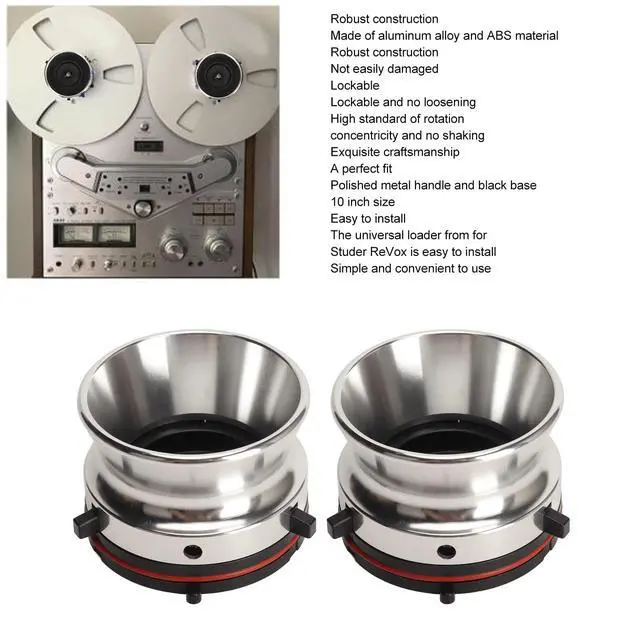 Alt view image 3 of 7 - Nab Reel Hub Adaptors for 10in Reel to Reel Tape Recorders, 1 Pair Aluminium Nab Hub Device for for Akai for TEAC, Universal Loading Device (Silver)