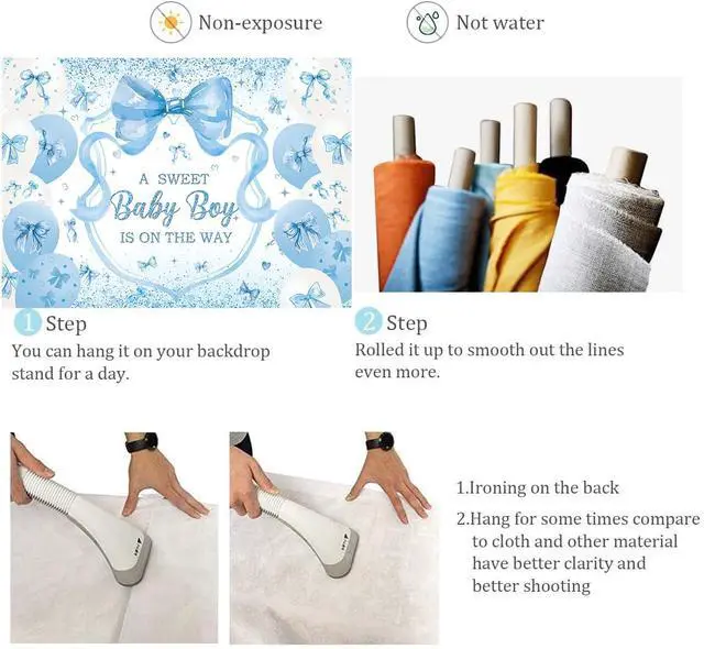 Alt view image 7 of 7 - Blue Bow Baby Shower Backdrop for Boys 7x5FT A Sweet Baby Boy is On His Way Banner Background Welcome Baby Boy Baby Shower Party Decorations Supplies Photo Props