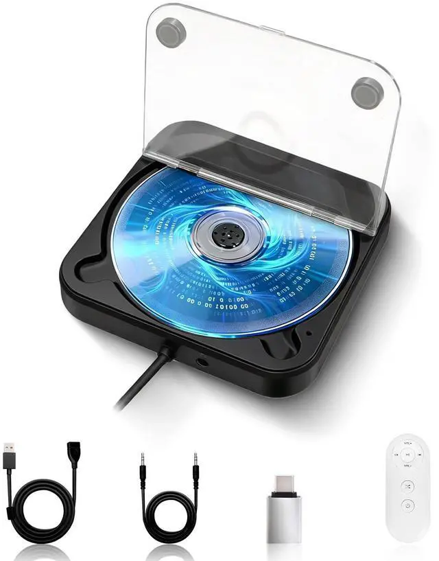 Main image of CD Player for Car, External Portable Car CD Players with USB/AUX Adapter | Universal USB CDs Player with Remote Control for Vehicle Laptop TV Computer for Android 4.4 and Above | Black