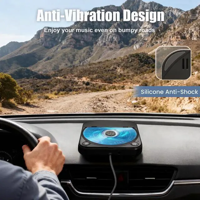 Alt view image 3 of 7 - CD Player for Car, External Portable Car CD Players with USB/AUX Adapter | Universal USB CDs Player with Remote Control for Vehicle Laptop TV Computer for Android 4.4 and Above | Black