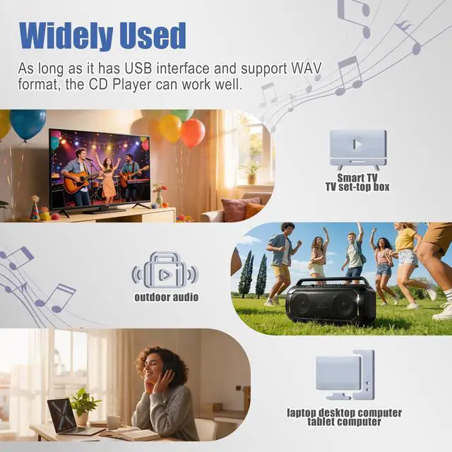 Alt view image 5 of 7 - CD Player for Car, External Portable Car CD Players with USB/AUX Adapter | Universal USB CDs Player with Remote Control for Vehicle Laptop TV Computer for Android 4.4 and Above | Black
