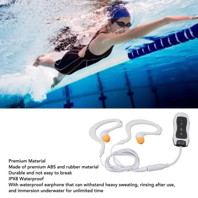 Alt view image 2 of 7 - MP3 Player for Swimming, Headphones with Long Cord, Mp3 Swimming Underwater, Sound Effect, Full Cycle, 8GB (8GB)