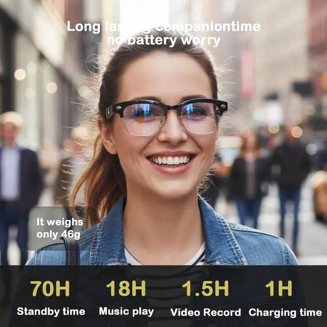 Alt view image 2 of 6 - 7 in 1 AI Smart Glasses with Camera W630 | 8MP HD Video Recording, AI Voice Assistant, Real-Time Translation, Anti-Blue Light, Bluetooth Call & Music