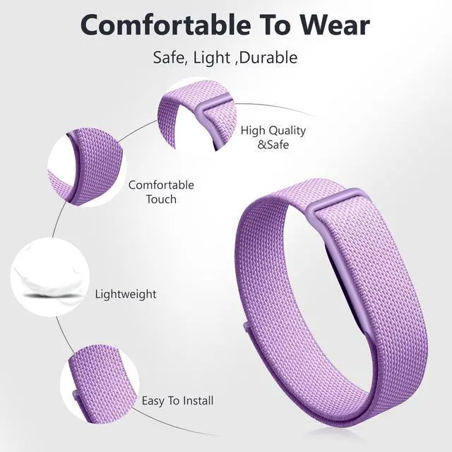 Alt view image 2 of 6 - Nylon Band Compatible with Google Fitbit Air, Breathable Woven Replacement Watch Band, Adjustable Hook and Loop Sport Wristband, Fitness and Daily Wear