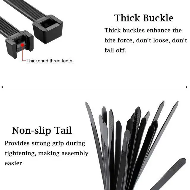 Alt view image 4 of 6 - Zip Ties Heavy Duty 16inch 100 Pack, ECRAB Industrial Large Zip Cable Ties 175 Pounds Strong Nylon Self-Locking Outdoor Wire Ties Wraps - Black