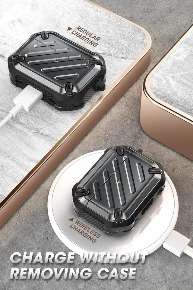 Alt view image 6 of 6 - for Airpods Pro Case (2023/2022 / 2019) with Carabiner, Black | Military-Grade Drop Protection, Anti-Scratch Hard Shell Cover for AirPods Pro 1st / 2nd, Supports Wireless Charging, UB Pro