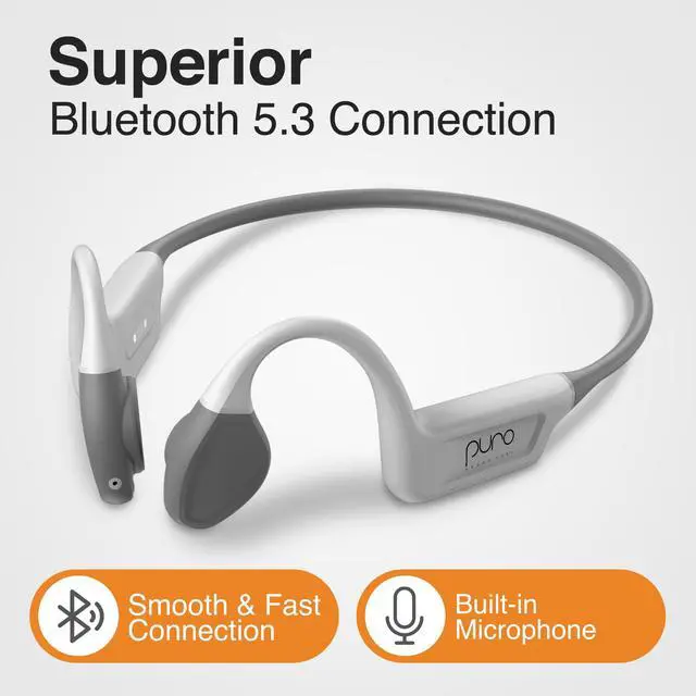 Alt view image 6 of 6 - Kids Headphones, Volume-Limiting 85dB, PuroFree, Grey | Bone Conduction Headphones Bluetooth 5.3 with Built-in Mic, Sweatproof & IPX5 Waterproof, 6-Hour Battery Life, Fitness