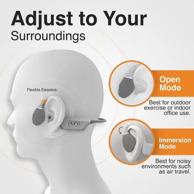 Alt view image 4 of 6 - Kids Headphones, Volume-Limiting 85dB, PuroFree, Grey | Bone Conduction Headphones Bluetooth 5.3 with Built-in Mic, Sweatproof & IPX5 Waterproof, 6-Hour Battery Life, Fitness