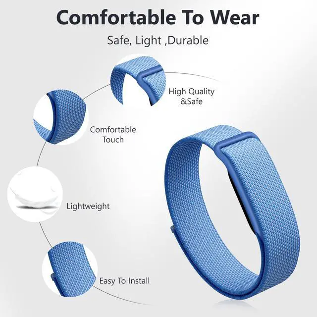 Alt view image 2 of 6 - Nylon Band Compatible with Google Fitbit Air, Breathable Woven Replacement Watch Band, Adjustable Hook and Loop Sport Wristband, Fitness and Daily Wear