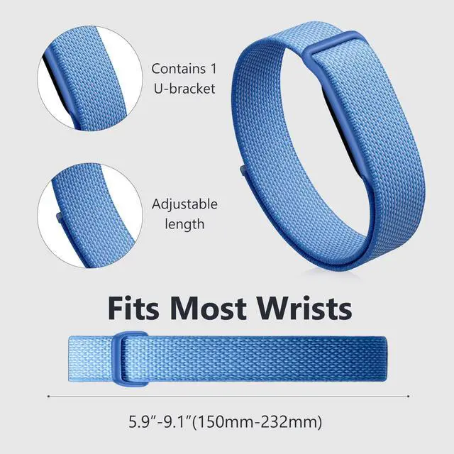 Alt view image 4 of 6 - Nylon Band Compatible with Google Fitbit Air, Breathable Woven Replacement Watch Band, Adjustable Hook and Loop Sport Wristband, Fitness and Daily Wear