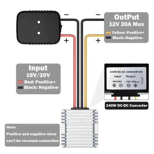 Alt view image 2 of 7 - 18V to 12V Step-Down Converter for Makita 18V LXT for Power Battery Adapter Wheel, DC 12V 20A 240W Buck Converter Regulator with 30A Fuse & Wire Terminal for Golf Cart RC Car Truck Light & DIY