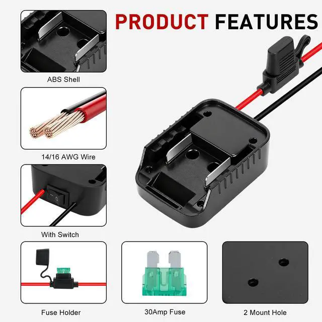 Alt view image 4 of 7 - 18V to 12V Step-Down Converter for Makita 18V LXT for Power Battery Adapter Wheel, DC 12V 20A 240W Buck Converter Regulator with 30A Fuse & Wire Terminal for Golf Cart RC Car Truck Light & DIY
