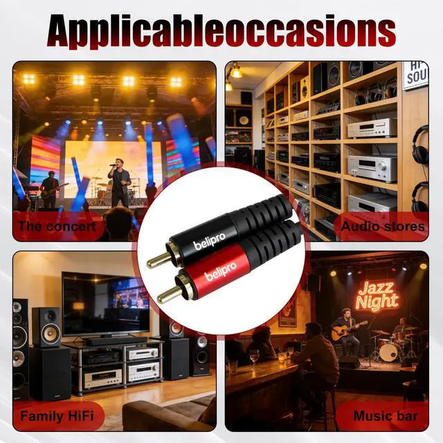 Alt view image 6 of 7 - 2RCA to 2RCA Cable 3Ft 2pack Gold-Plated 2 RCA Plugs to 2 RCA Plugs Stereo Audio Cable Suitable for Home theaters, high-Definition TVs, Speaker, and high-Fidelity Systems