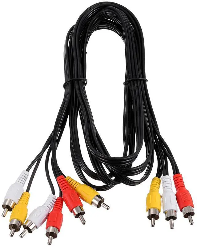 Main image of AV Audio Video Splitter Cable, 3 RCA Male Jack to 6 RCA Male Jack 5ft Composite Video Splitter Adapter Output Cables Cord