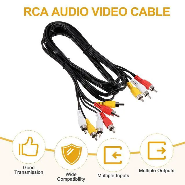Alt view image 3 of 6 - AV Audio Video Splitter Cable, 3 RCA Male Jack to 6 RCA Male Jack 5ft Composite Video Splitter Adapter Output Cables Cord