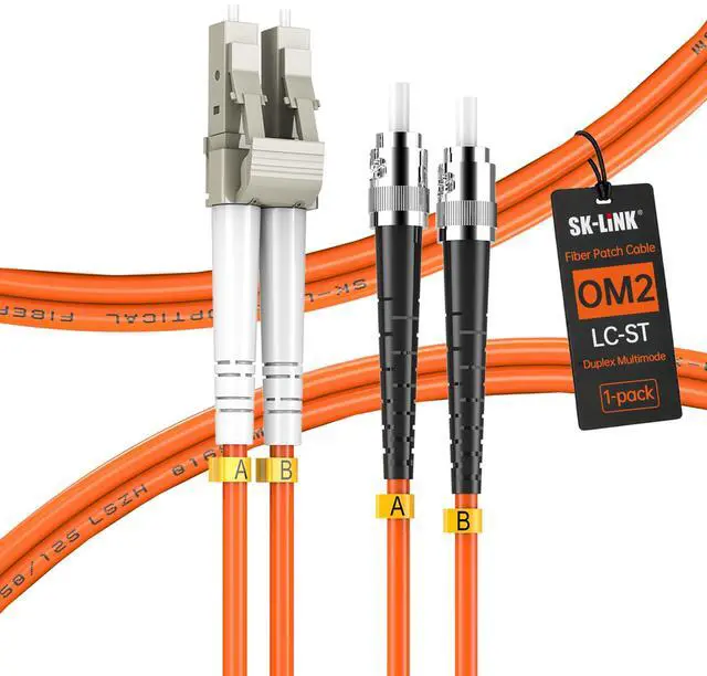 Main image of OM2 LC to ST Fiber Patch Cable 3M/10ft Multimode Duplex LZSH | Fiber Optic Cable, 50/125m UPC Fiber Optical Jumper Cord, Orange