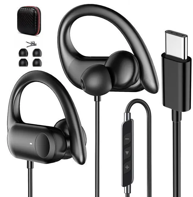 Main image of USB C Headphones Wired Over Ear Earbuds for iPhone 17 16 Pro Max 15 | Type C Running Sport Headphones Wired Earphone with Ear Hooks Loop Mirophone for Samsung S26 S25 Ultra S24 S23/iPad A16 11th