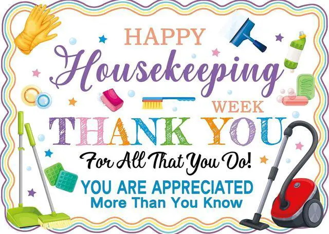 Alt view image 2 of 7 - Happy Housekeeping Week Backdrop Thank You Cleaning Staff Appreciation Photography Background EVS Week Hotel Hospital School Workers Party Decor Banner Photo Props (8x6FT)