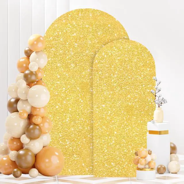 Main image of Sequin Arch Cover Gold 6FT 7.2FT Spandex Fitted Arch Covers Stretchy Backdrop Set of 2 Glitter Arch Stand Covers Backdrop Fabric 2-Sided Wedding Arch Cover for Gender Reveal Party Decor
