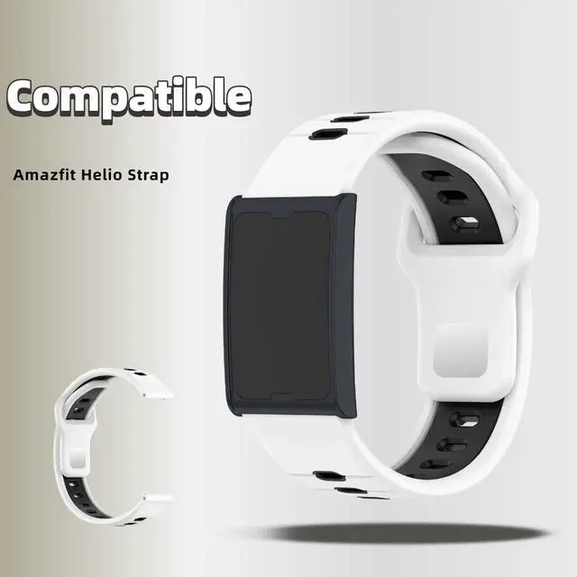 Alt view image 2 of 6 - 3 Pack Compatible for Amazfit Helio Strap Silicone Band- Soft Breathable Waterproof Sport, Adjustable for Women Men