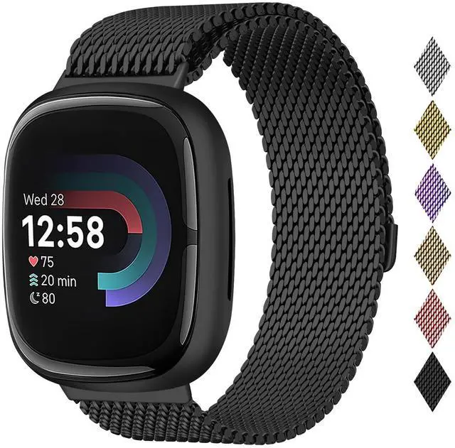 Main image of Metal Band Compatible for Fitbit Versa 4/Sense 2/Versa 3/Sense | Milanese Wristband for Men Women,Stainless Steel Magnetic Mesh Loop Replacement Strap
