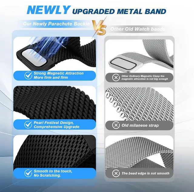 Alt view image 2 of 7 - Metal Band Compatible for Fitbit Versa 4/Sense 2/Versa 3/Sense | Milanese Wristband for Men Women,Stainless Steel Magnetic Mesh Loop Replacement Strap