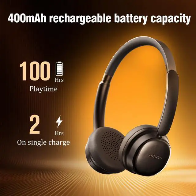 Alt view image 3 of 7 - ANC Wireless Headphones, 100-Hour Battery, Bluetooth 5.4 with Dual Connect, Lightweight 6.4 Oz On-Ear Headphones for Adult Designed with Extendable Headband