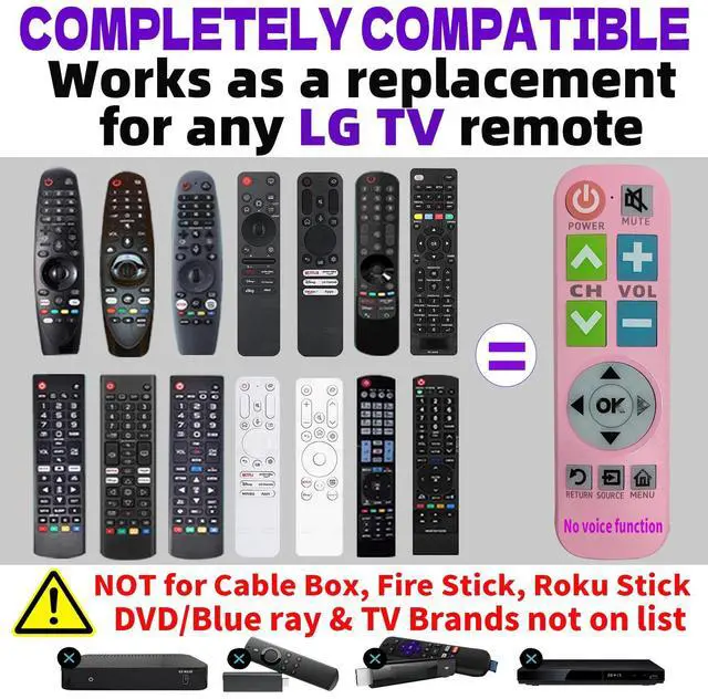 Alt view image 2 of 7 - Backlit Big Button Remote for LG TVwith Pink Silicone Cover | For LG tv Remote,Large Backlight KeyNo SetupSoft Glow CaseFor elderly peopleEconomic DesignSplash-proofBite-proof