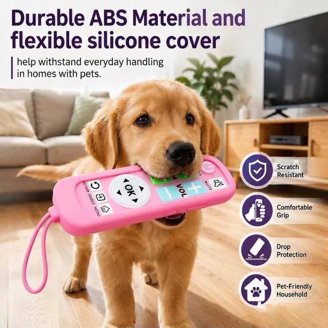 Alt view image 5 of 7 - Backlit Big Button Remote for LG TVwith Pink Silicone Cover | For LG tv Remote,Large Backlight KeyNo SetupSoft Glow CaseFor elderly peopleEconomic DesignSplash-proofBite-proof