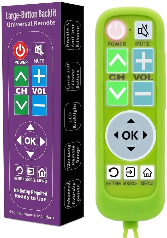 Main image of Backlit Big Button Remote for LG TVwith Green Silicone Cover | For LG tv Remote,Large Backlight KeyNo SetupSoft Glow CaseFor elderly peopleEconomic DesignSplash-proofBite-proof