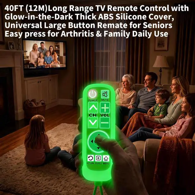 Alt view image 3 of 7 - Backlit Big Button Remote for LG TVwith Green Silicone Cover | For LG tv Remote,Large Backlight KeyNo SetupSoft Glow CaseFor elderly peopleEconomic DesignSplash-proofBite-proof