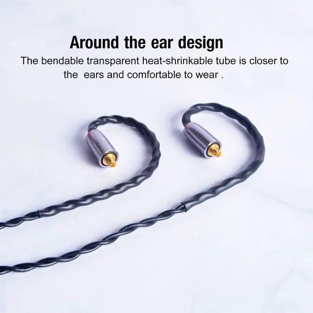 Alt view image 4 of 6 - Earphone Upgrade Cable,MMCX Earbuds Replacement Cord,4 Cores Gold-Plated Plug Earphones Audio Adapter for Shure SE215 SE315 SE535 (MMCX,Black,Mic)