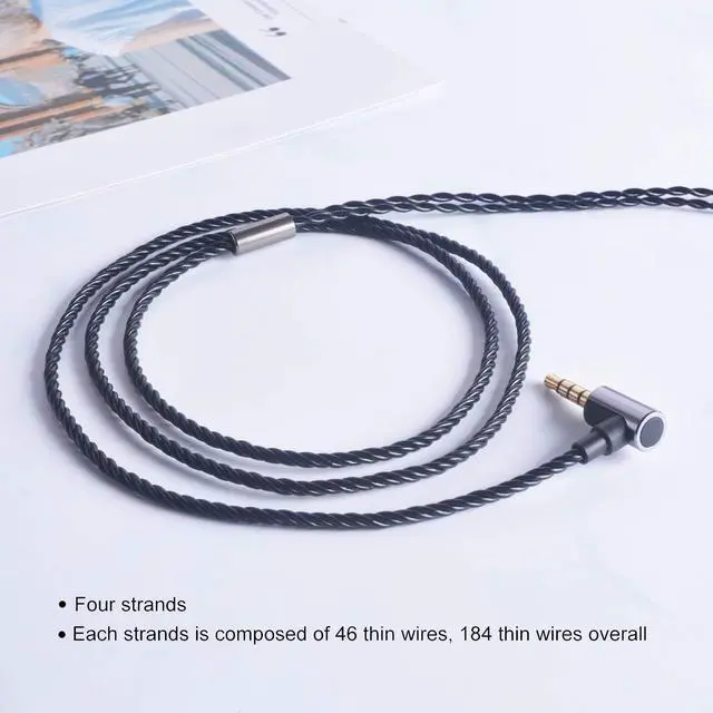 Alt view image 5 of 6 - Earphone Upgrade Cable,MMCX Earbuds Replacement Cord,4 Cores Gold-Plated Plug Earphones Audio Adapter for Shure SE215 SE315 SE535 (MMCX,Black,Mic)