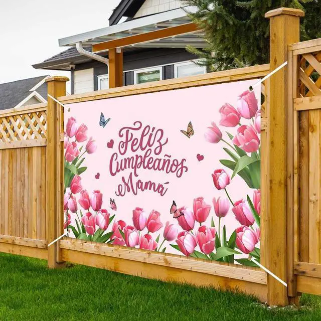 Alt view image 4 of 6 - Feliz Cumpleaños Mama Party Banner Mexico Happy Birthday Backdrop for Mother Best Mom Ever I Love Mom Floral Party Decorations Photo Booth Props