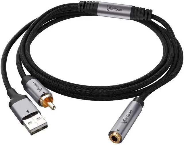 Main image of DAC 192KHz Digital to Analog Audio Converter Cable 1.5 FT,SPDIF Coaxial RCA Male to 3.5mm AUX Female Jack Adapter, USB Powered Braided Hi-Fi Stereo Audio Cord for TV, PS5, Blu-Ray, Speaker, Headphone