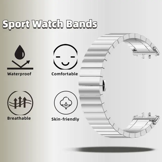 Alt view image 3 of 6 - Metal Strap Compatible with Samsung Galaxy Fit 3 SM-R390, Thin Light Stainless Steel Band with Buckle Protective Cover for Galaxy Fit 3