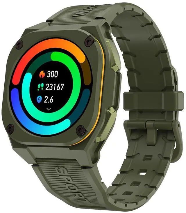 Alt view image 2 of 6 - Easfone B3 Sport Smart Watch, 1.28" AMOLED Fitness Watch with Heart Rate/Sleep/IP68 Waterproof/120+ Sports Modes, Pedometer, Sport Smart Watch for Android iOS (Army Green)