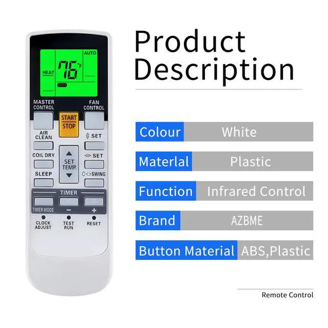 Alt view image 3 of 6 - AR-RY12 Replacement Remote Control for Fujitsu Air Conditioner AR-RAH2U AR-RAH1U AR-RAE2U AR-RAE1U AR-RY3AR-RY4 AR-RY5 AR-RY6 AR-RY7 AR-RY10 AR-RY11 AR-RY14 AR-RY15 AR-RY16 AR-RY17 Ar-Ry19