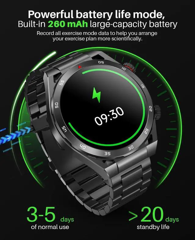 Alt view image 6 of 6 - Smart Watches for Men with Blood Pressure, 1.39" HD Fitness Watch, Smartwatches with Heart Rate Blood Oxygen Sleep Monitor for Android and iPhone, Comes with Replaceable Silicone Strap